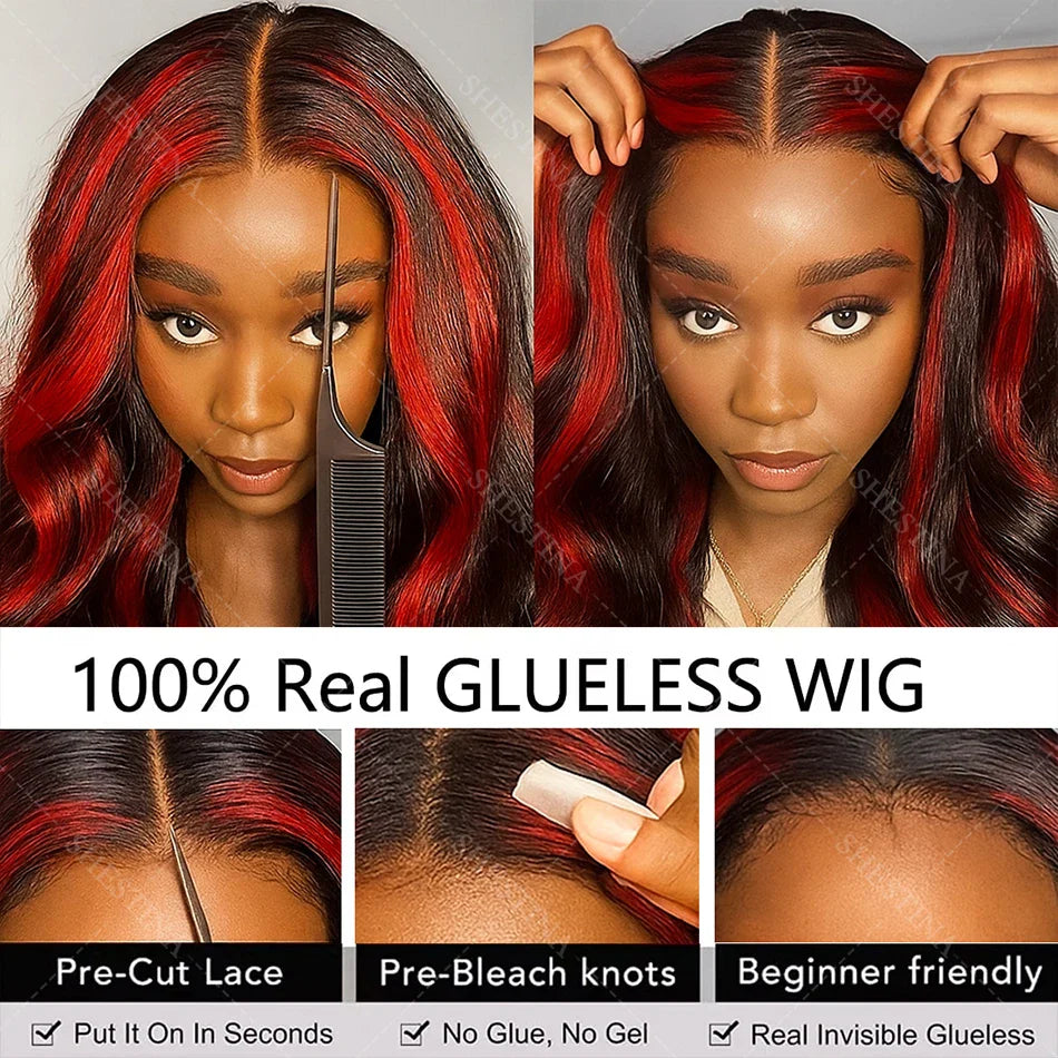 Red Highlight Human Hair Wig
