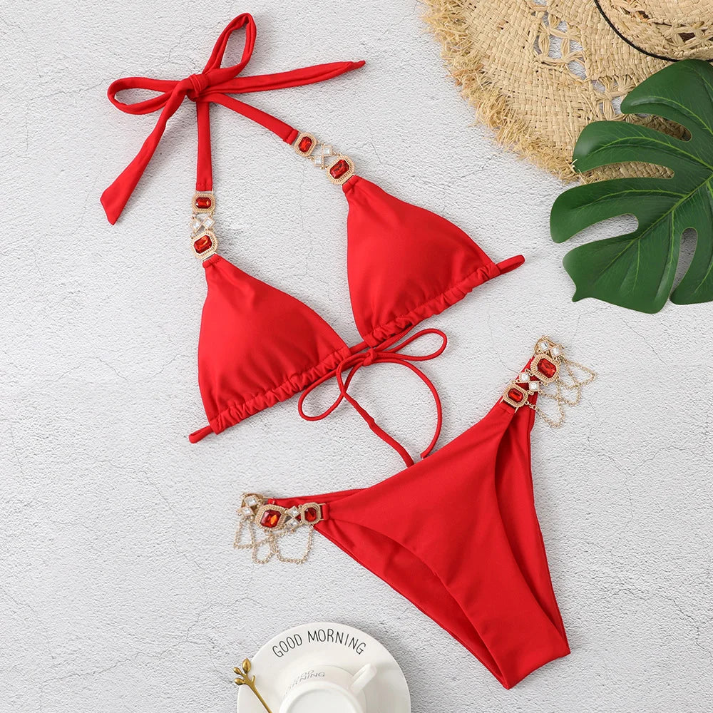 Rhinestone Push-Up Swimsuit