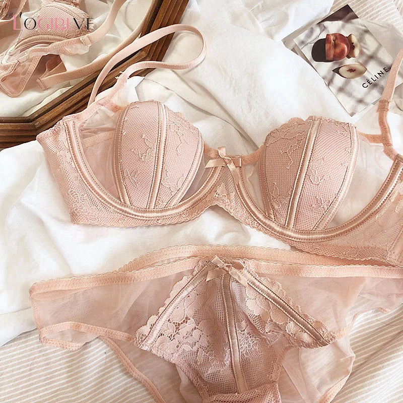 Ultrathin Hollow Lace Bra & Panties Set