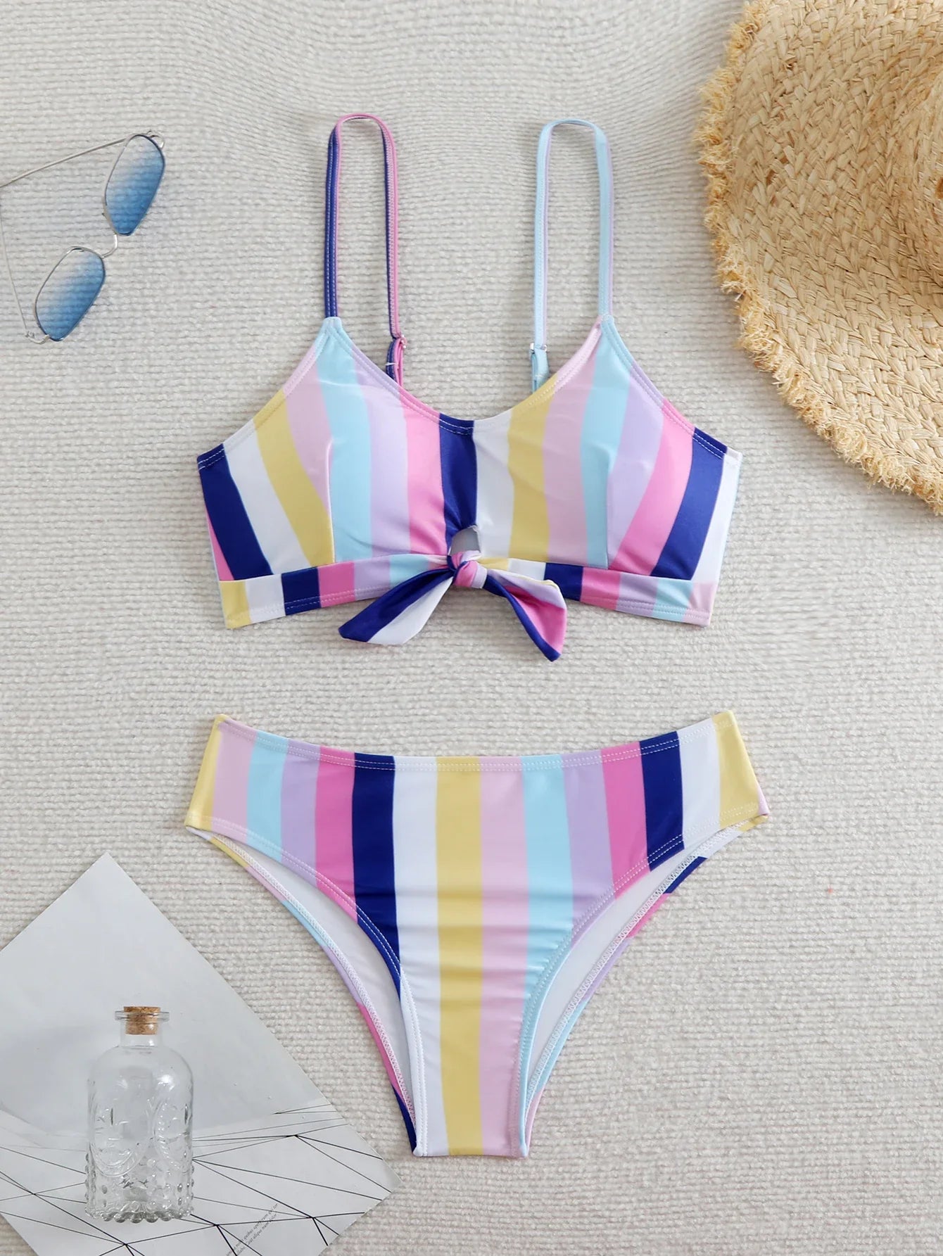 Strappy Striped Swimwear for Women