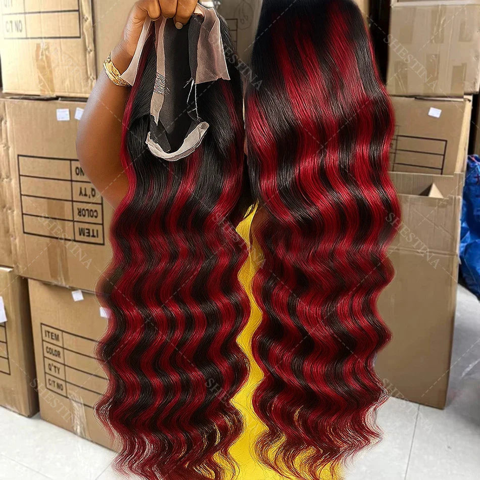 Red Highlight Human Hair Wig