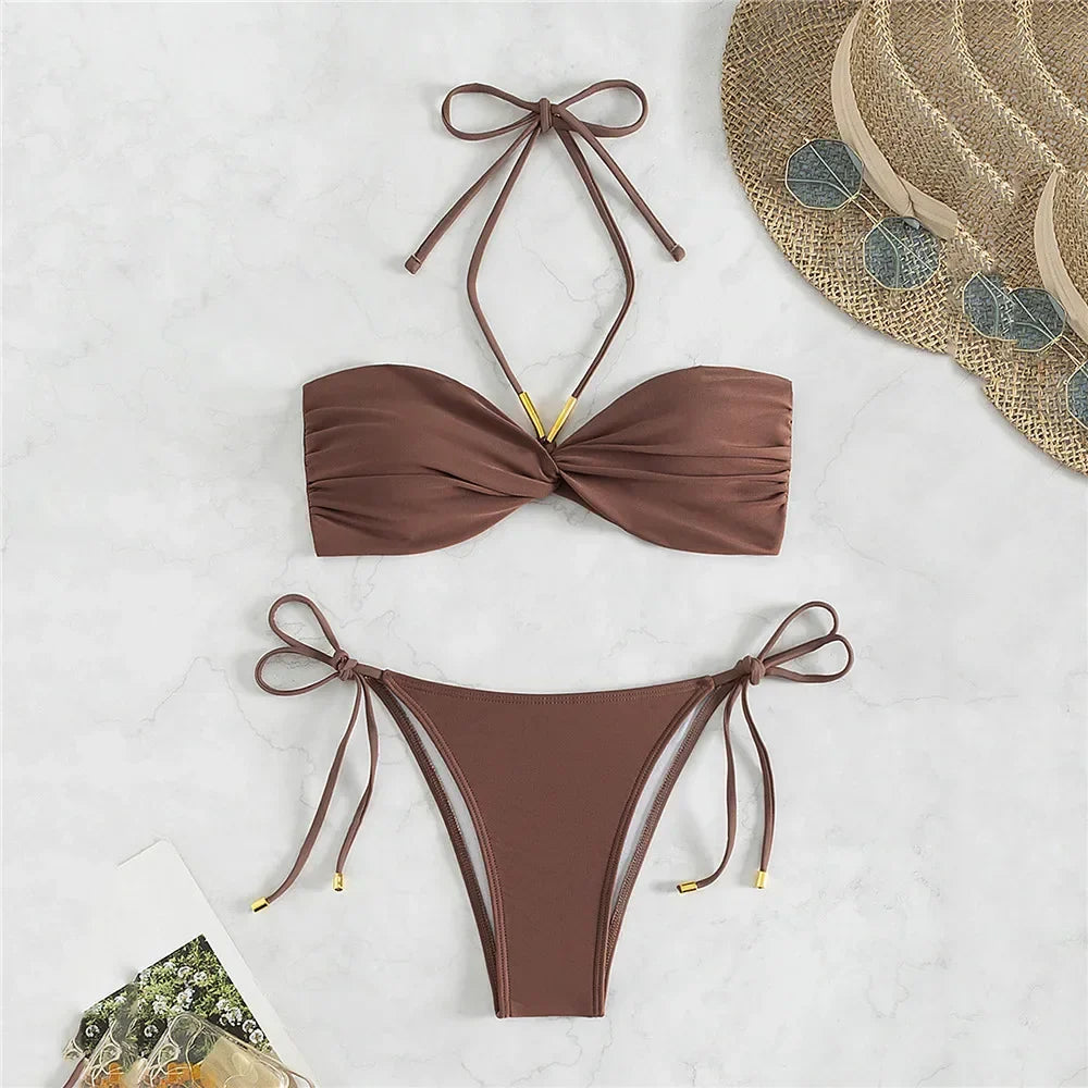 Sexy Brown Thong Bikini