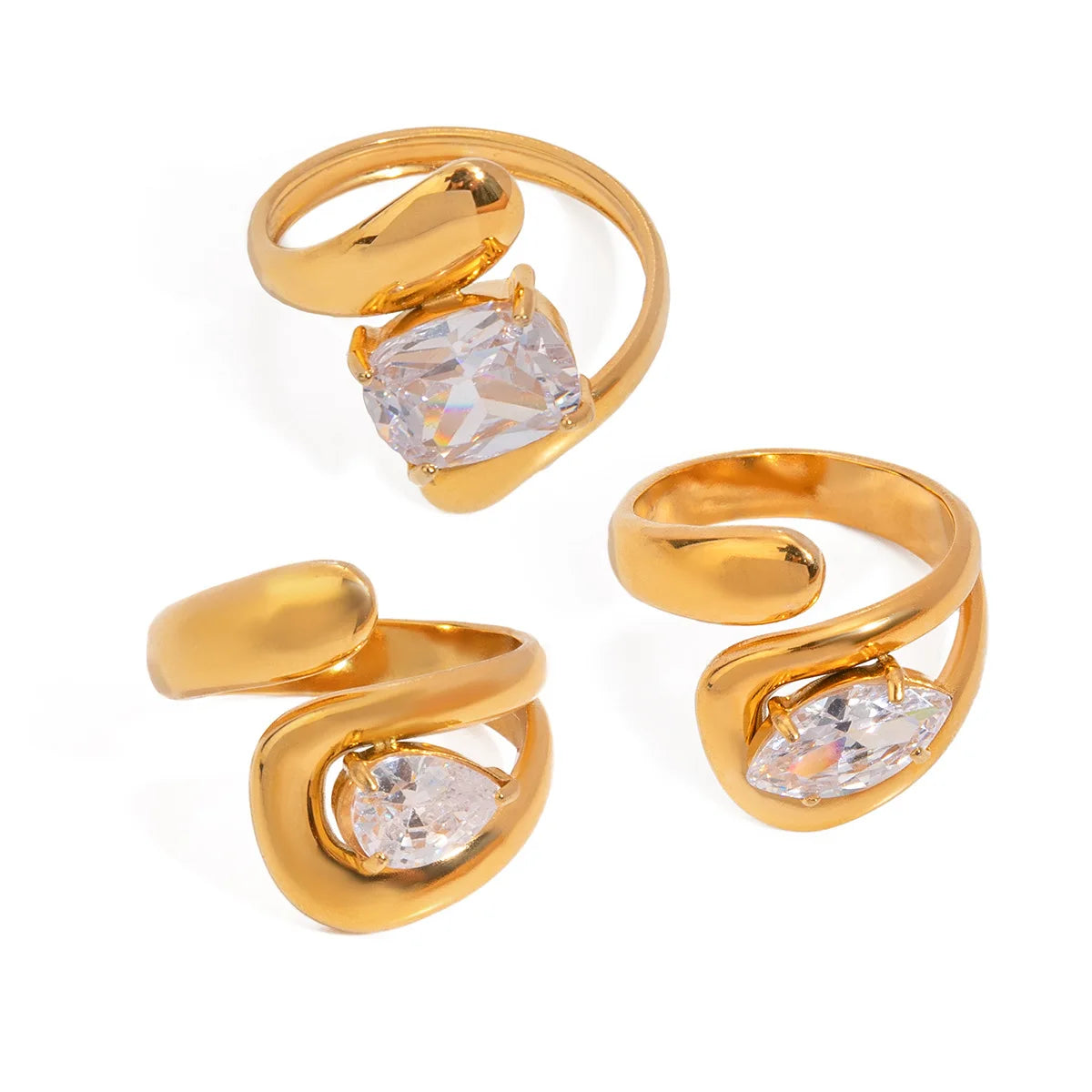 Water Drop Shaped Zircon Rings