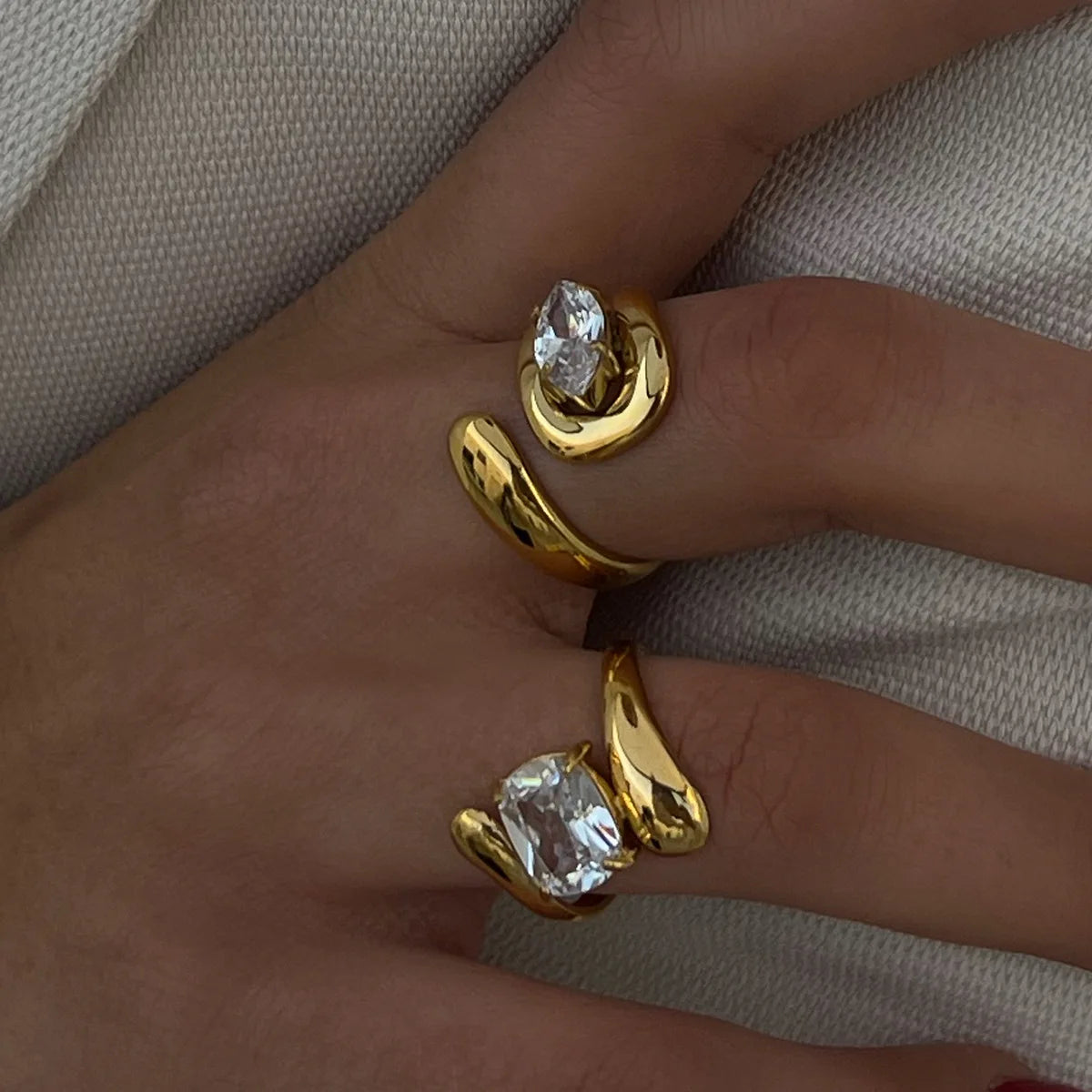 Water Drop Shaped Zircon Rings