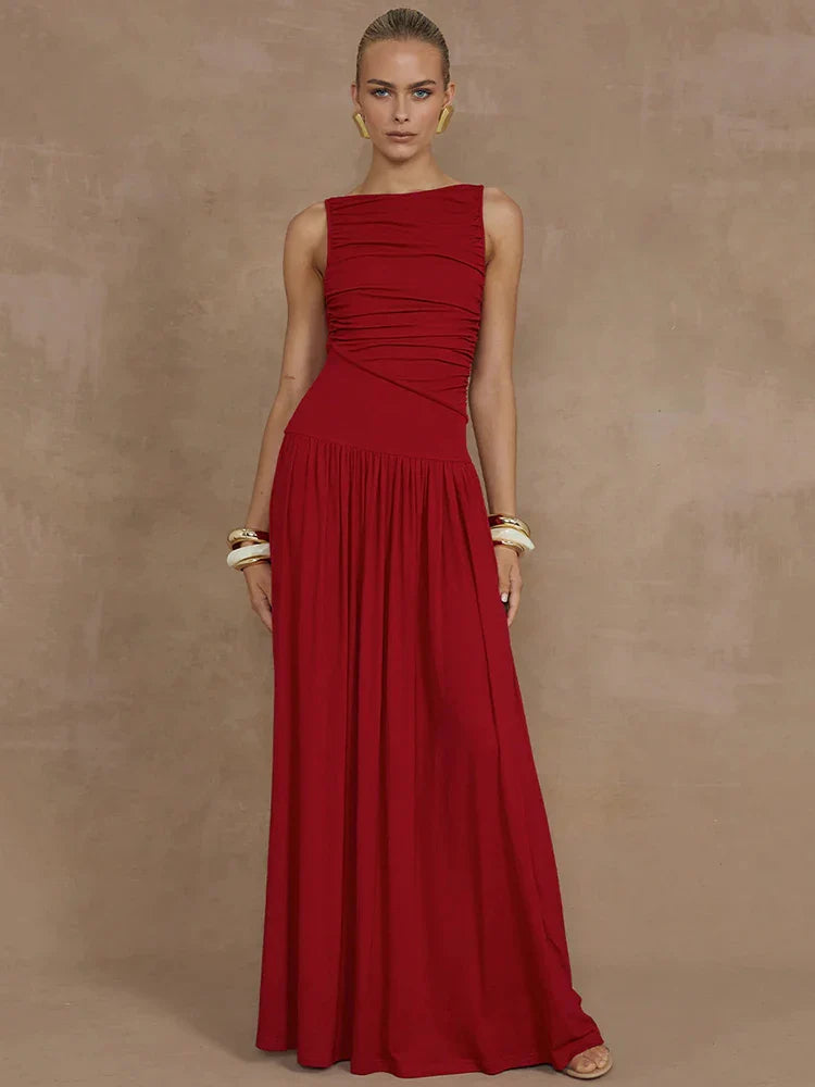 Boat Neck Long Fashion Dress