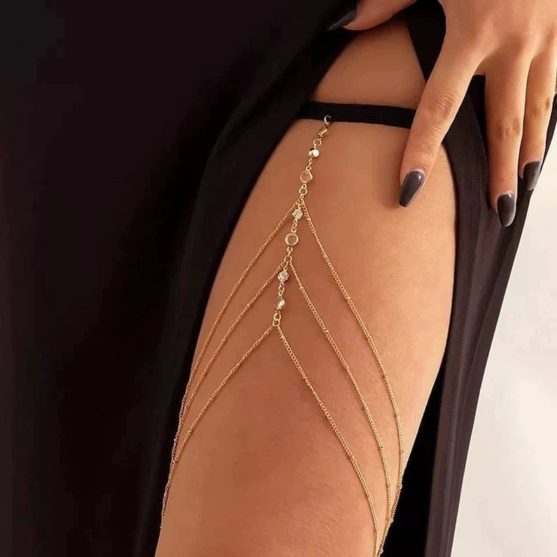 Elastic Band Crystal Leg Thigh Chain