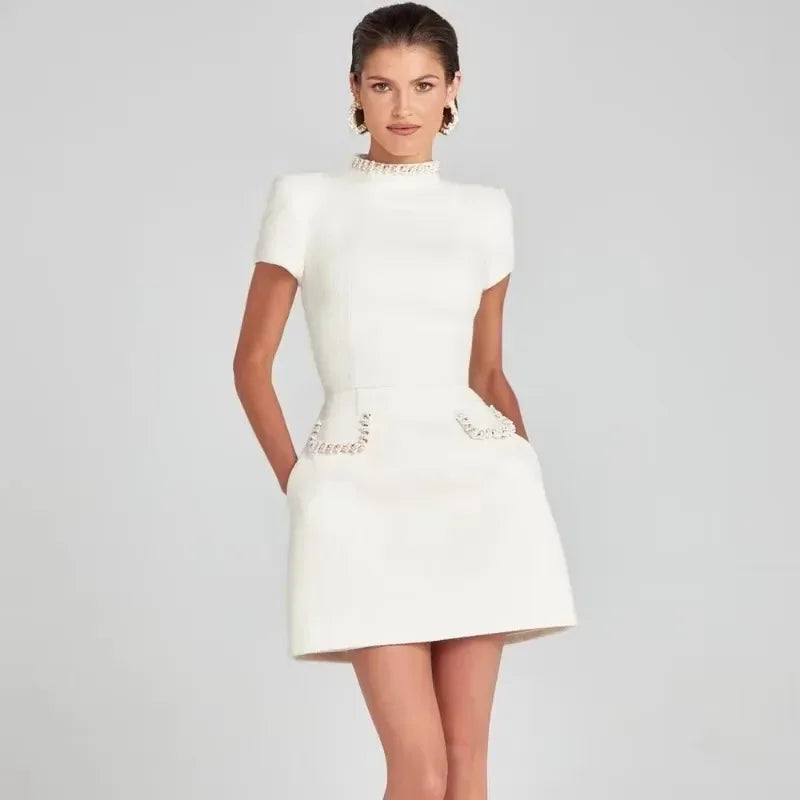 Short Sleeve Patchwork Evening Wear