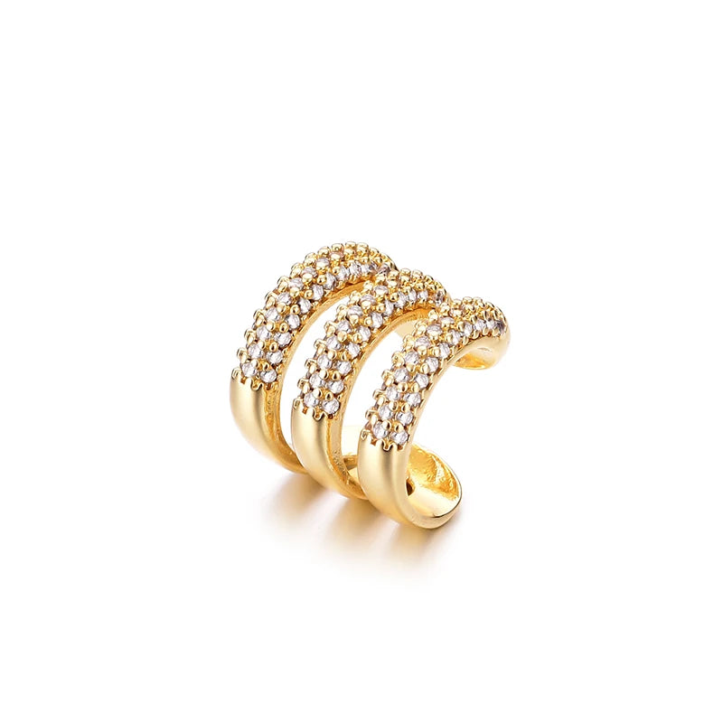 Three Layer C Shape Clip On Earrings