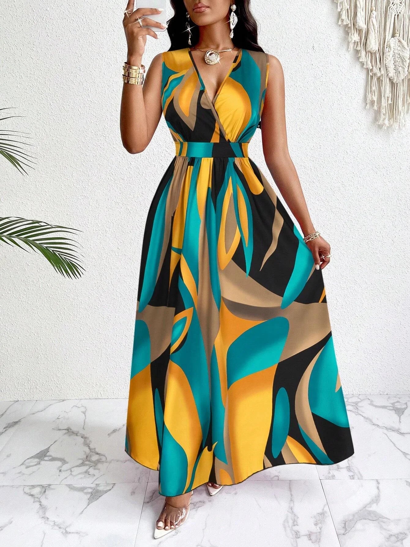 Abstract Print Beach Dress