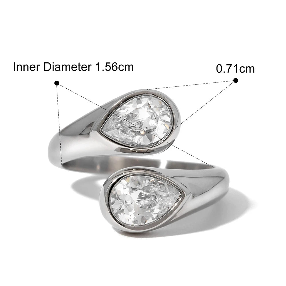 Water Drop Shaped Zircon Rings
