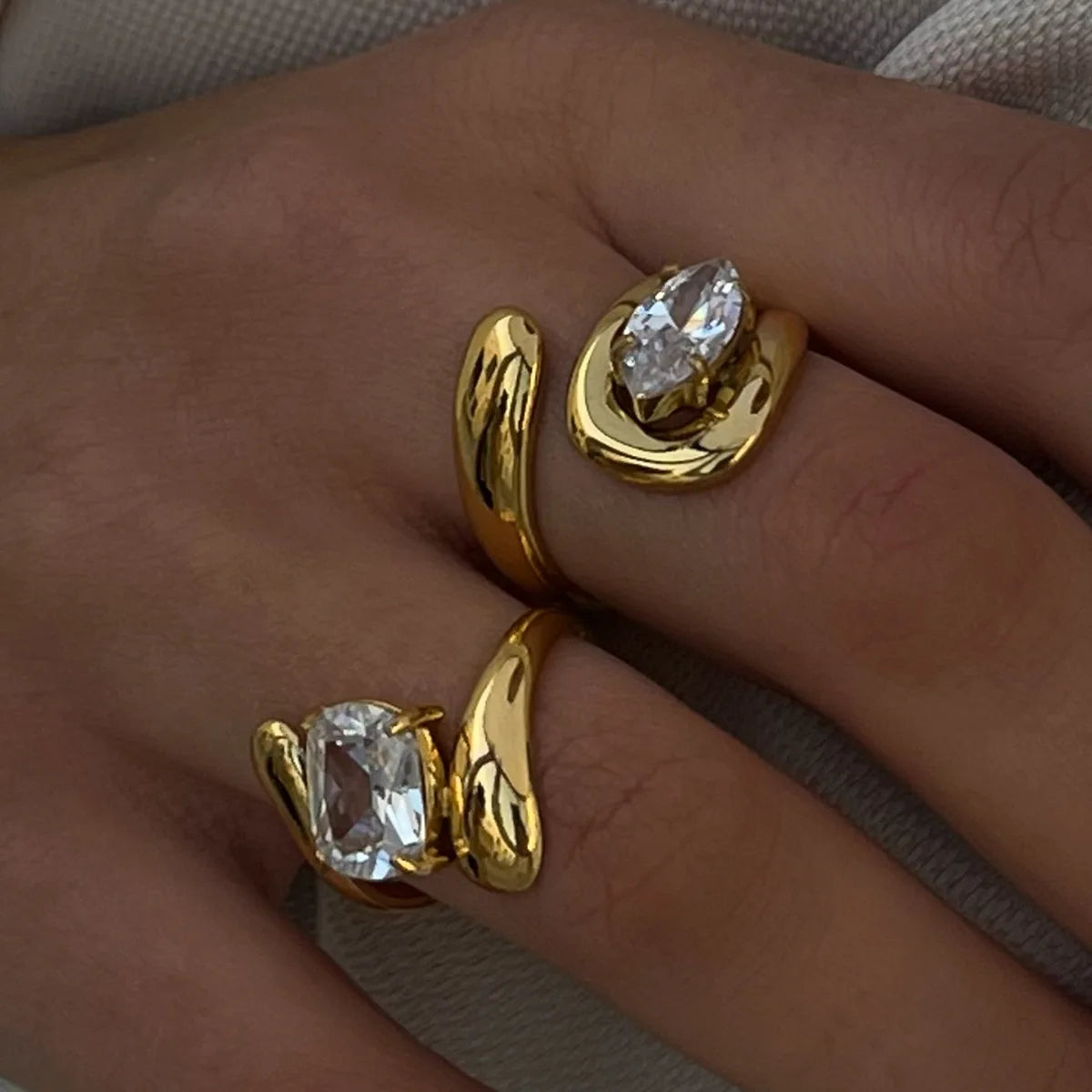 Water Drop Shaped Zircon Rings