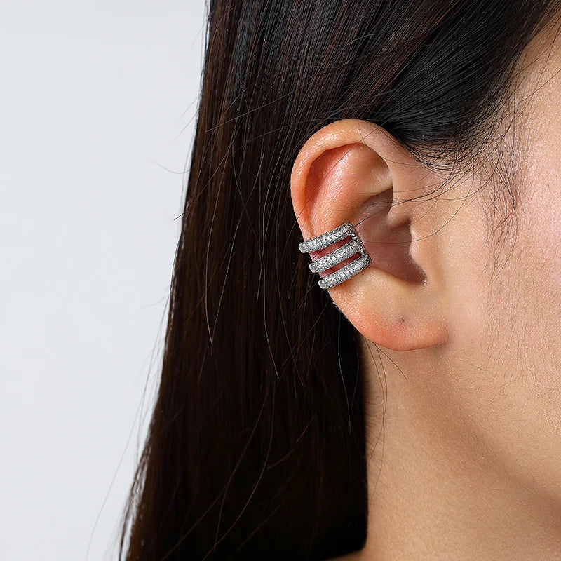 Three Layer C Shape Clip On Earrings